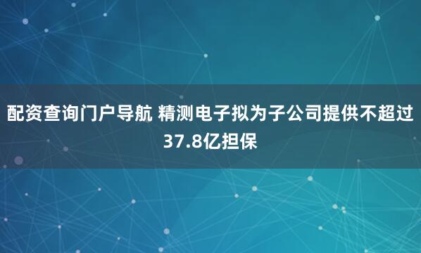配资查询门户导航 精测电子拟为子公司提供不超过37.8亿担保